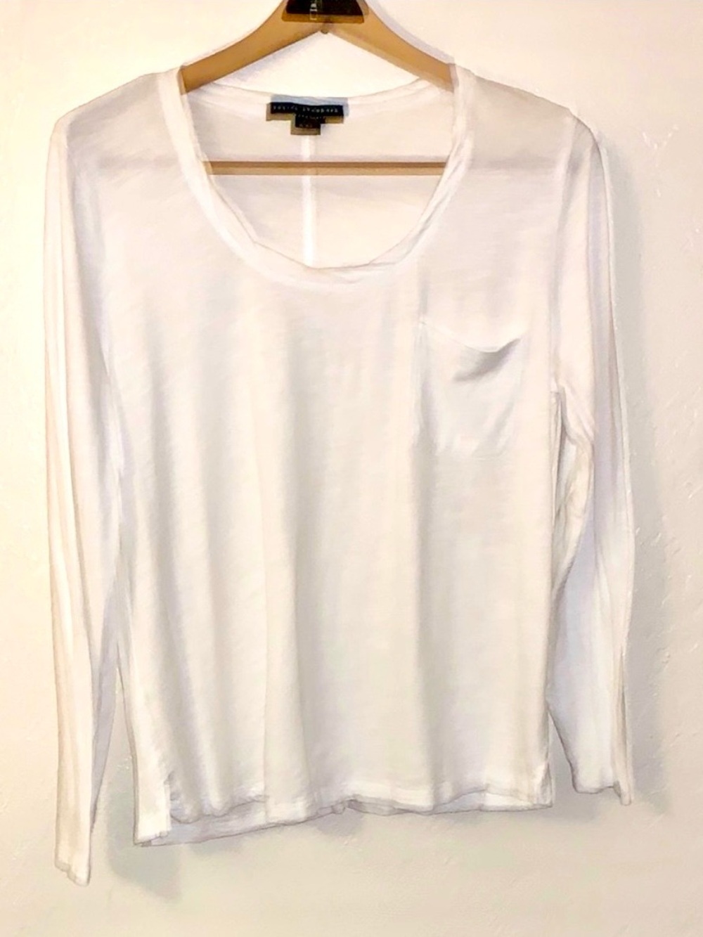 Sanctuary Long Sleeve Tee Shirt Slub Knit Scoop Neck White Size XL Like New